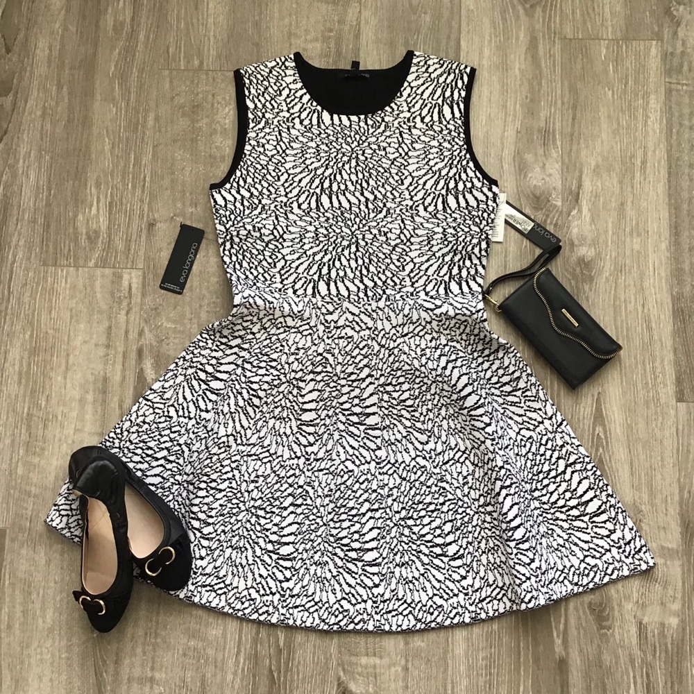 EVA LONGORIA Fit and Flare Jacquard Dress